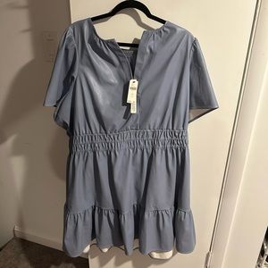 BNWT size 2x faux leather Anthropologie Somerset dress in beautiful gray blue